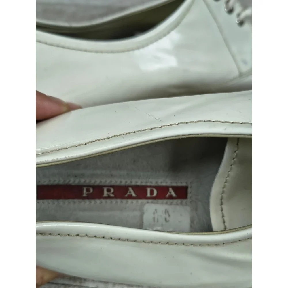 Prada White Leather Lace Up Casual Sneakers Men Size 9